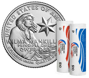 2022 Wilma Mankiller American Women Quarters P & D Mint Rolls - 22WRE (sealed)