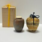 Japanese Tea ceremony Chaire Tea Container Tanba ware w/Shifuku,Box Chado Sado
