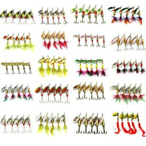 10PCS Lot Fishing Lures Metal Spinner Baits Bass Tackle Crankbait Spoon Trout