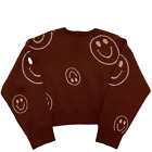 ALTAR’D STATE Sweater Size MEDIUM SMILEY HAPPY Boxy CROP Stretch KNIT SOFT