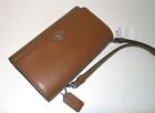 NWT COACH WOMEN'S BROWN SMOOTH LEATHER LOGO ACCENT WALLET/CROSSBODY BAG # 65558