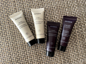 Aveda Invati Exfoliating Shampoo & Thickening Conditioner Lot of 4 Sample .34 oz