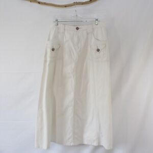Style J Long Modest White Jean Skirt Size 34 XL Maxi Denim A-line w/ Pockets
