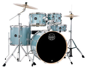 Mapex Venus 5 Piece Rock Complete Drum Set - Aqua Blue Sparkle - Used