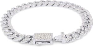 6mm Moissanite Cuban Chain Bracelet for Men 925 Sterling Silver Pass Tester