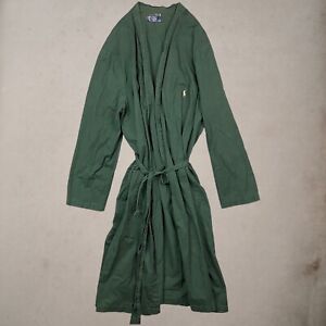 Vintage Polo Ralph Lauren Robe Mens L/XL Green Cotton Lounge Pockets Pony Belted