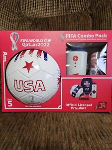 Fifa World Cup 2022 Qatar USA Combo Bag Bottle Pump Ball Sz 5 Official Licensed