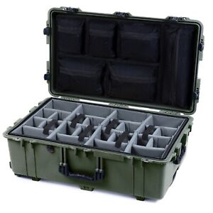 OD Green & Black Pelican 1650 case. With grey dividers & lid organizer.