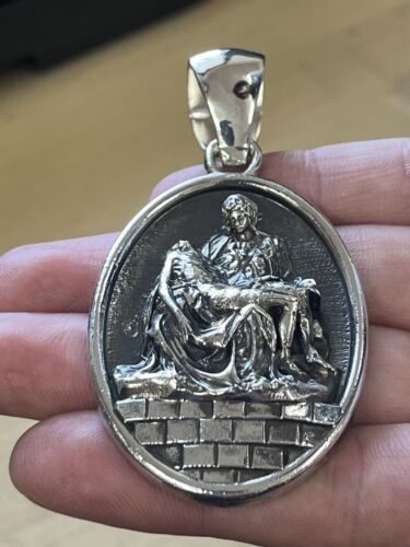 La Pieta Large Mary and Jesus Sterling Silver 925. pendant