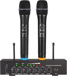 UHF Wireless Microphone System, Wireless Microphone with Treble Echo Bass ＆Bluet