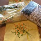 Vintage New Sheet Set Yellow Funky Full Fitted Flat Sheet LOT Cutter Fabric