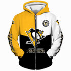 Pittsburgh Penguins Zipper Hoodie Sweatshirt Hooded Coat Sports Jacket Outwear
