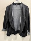 Express Open Front Cardigan Sweater Contrast Lining Cuffs Black Womens Large