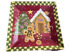 LAURIE GATES SQUARE HOLIDAY GINGERBREAD MAN PLATTER CHRISTMAS DESIGN