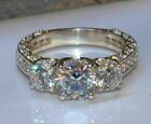 3 Ct Round Lab Created Diamond Engagement Ring 14K White Gold Plated Silver