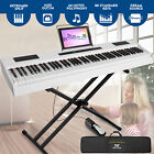 Full Size 88-Keys White Digital Piano Weighted Action Keyboard w/Stand+Pedal+Bag