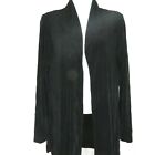 Vintage Chicos Travelers Open Front Cardigan Womens Size S Black Long Sleeve USA