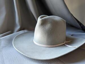 vintage 7-1/4 cowboy hat MILLER BROS tan 3X BEAVER fur felt WESTERN