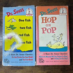Dr. Seuss VHS Bundle Vintage Hop on Pop and One Fish Two Red Blue Think Foot
