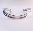 Vintage MEXICO Sterling Silver Curved Wavy Cuff Bracelet 15.34g