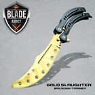 CSGO Practice Knife Balisong Butterfly Trainer Blade - Non Sharp Dull - Gold