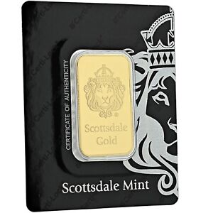 1 oz .9999 Gold Bar by Scottsdale Mint in Certi-LOCK COA #A389