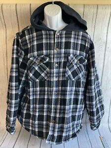 Legendary Outfitters Mens Shirt Jacket XL Flannel Quilted Lined Shacket Hoodie