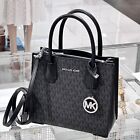Michael Kors Mercer Medium Messenger Crossbody Bag MK Logo Signature Black