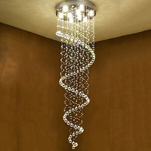 Crystal Raindrop Ceiling Pendant Lamp Spiral Aisle Hotel Chandelier 69