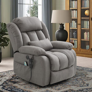 Dual Motor Large Electric Lift Chair,Power Lift Recliner For Elderly；Linen（Gray）