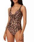 Bar III NATURAL Beach Cheetah Lace-up One-Piece Swimsuit, US Large