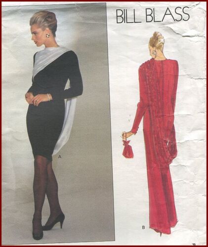 Bill Blass Evening Dress & Drape Vogue 2767 Pattern Sz 6-8-10  B 30 31 32  Uncut