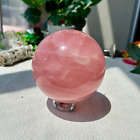 97mm Large Natural Rose Quartz Crystal Sphere Ball Healing Stone 1420g 3th