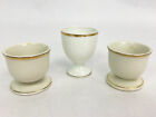 Lot of 3 Vintage Porcelain Egg Cups Cream White Gold Toned Trim Bavaria Japan
