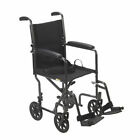 Drive Medical Lightweight Steel Transport Wheelchair, Fixed Full Arms, 17 Seat