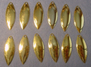 Lot of 12  -Worth Mfg #4 GOLD Plate Willow Leaf Spinnerbait Blades No. 94834