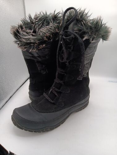 The North Face Womens Nuptse Purna Boots Size 9 Faux Fur Suede A0Z3 Black