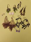 Woman's Fashion Dangle Pierced Earrings Lot of 9 Boho Various Designs
