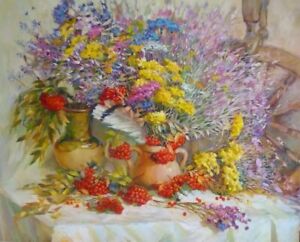 New ListingA painting for Margaret Ukrainian still life, Big flowers, Oil on canvas 24