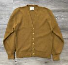 VTG 60s Richman Bros. Golden Brown Virgin Mohair Wool Cuff Cardigan Sweater MED