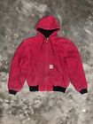 Vintage 90s Carhartt Full Zip Hoodie Jacket Red XL Workwear Canvas Detroit