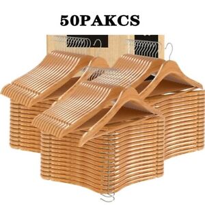 50PCS/Sets Natural Wood Solid Wood Clothes Hangers Coat Hanger Wooden Hangers