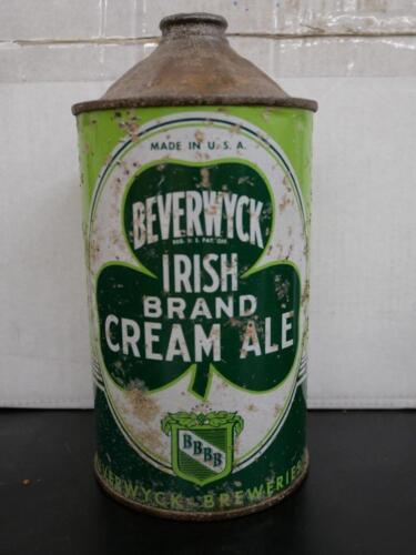 New Listing1930s BEVERWYCK CREAM ALE ONE QUART CONE-TOP CAN-7 1/4-ALBANY NY-ROUGH BUT NICE!