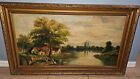 S.VASCONCELLOS SIGNED Oil PAINTING 50x31 ANTIQUE Large
