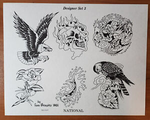 ORIGINAL Traditional Vintage 1981 National Tattoo Flash Sheet Tom Beasley MD