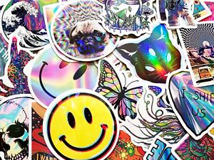 10-100 Cool Holographic & Reflective Sticker Pack Rainbow Light Lot For Laptops