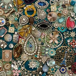 Vintage Costume Jewelry Lot, Tiny Bits - Rhinestone Craft #100+DiY- Art Upcycle