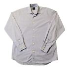 David Donahue Long Sleeve Button Up Shirt Purple Check Cotton Mens Sz 15.5,34/35