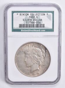 1922-S Peace Dollar Binion Silver Hoard - Binion Collection - NGC
