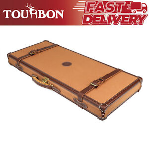 TOURBON Canvas Leather Takedown Shotgun Safe Box Double Barrel Carry-Hard Case